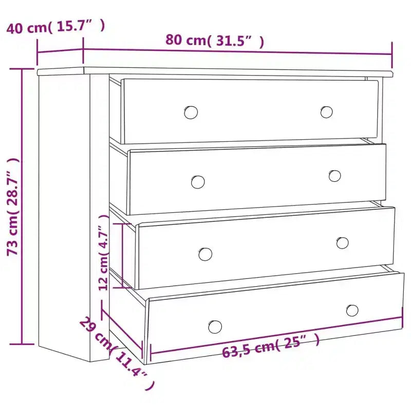 vidaXL Sideboard Storage Cabinet Drawer for Bedroom Side Cabinet Panama Range