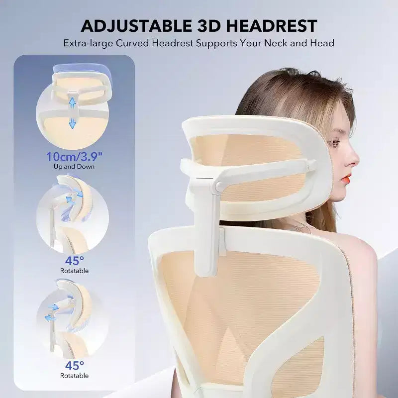Ergonomic Office Chair with Adjustable Lumbar Support, High-Back Home Office Desk Chair, Comfortable Mesh Gaming Chair with 3D Armrests, Headrest
