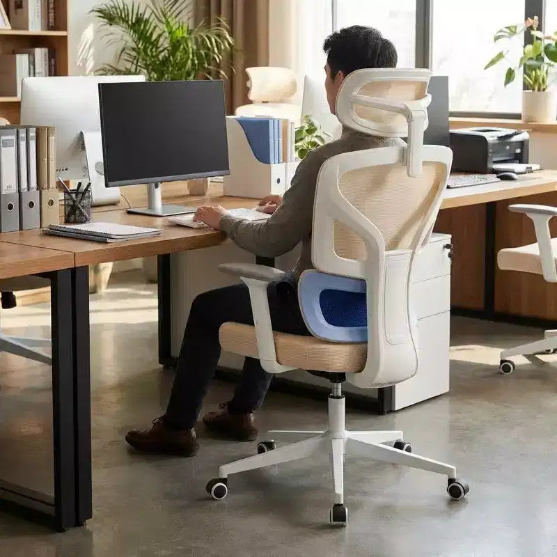 Ergonomic Office Chair with Adjustable Lumbar Support, High-Back Home Office Desk Chair, Comfortable Mesh Gaming Chair with 3D Armrests, Headrest