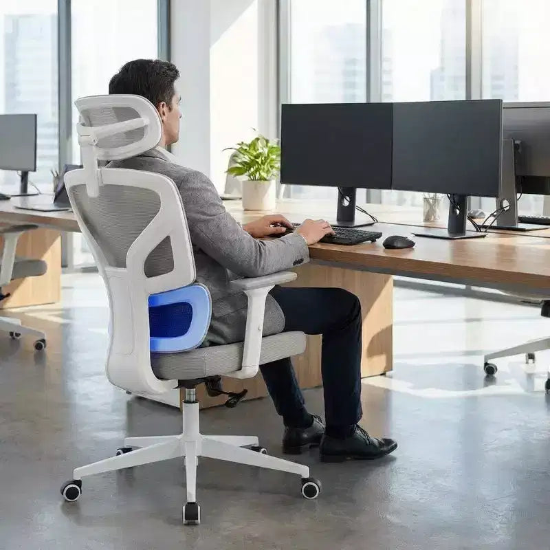 Ergonomic Office Chair with Adjustable Lumbar Support, High-Back Home Office Desk Chair, Comfortable Mesh Gaming Chair with 3D Armrests, Headrest
