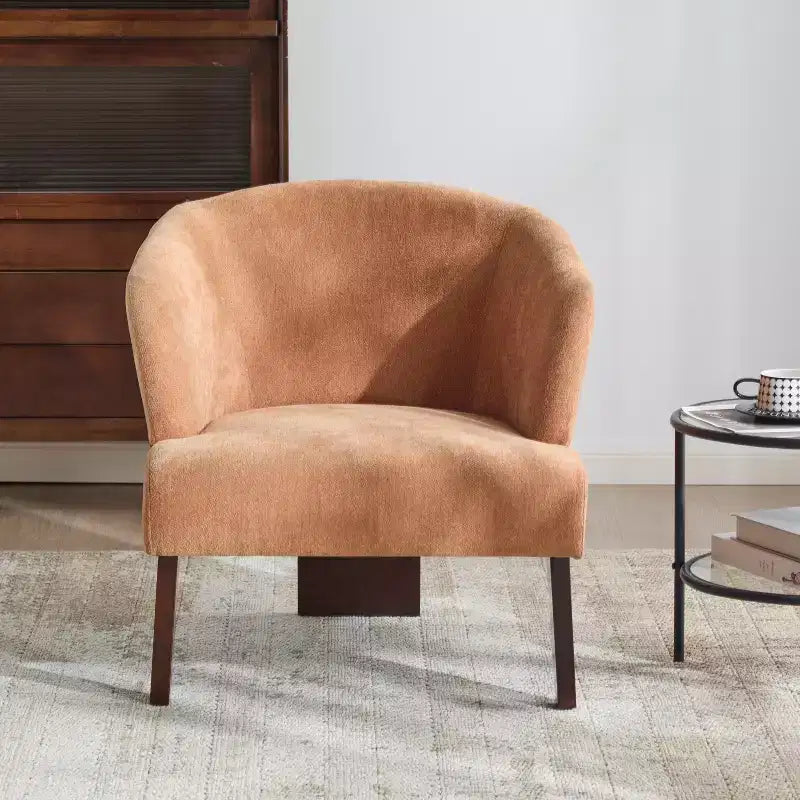 Modern Accent Chair with Round Back and Wooden Legs, Mid-Century Design, for Various Spaces