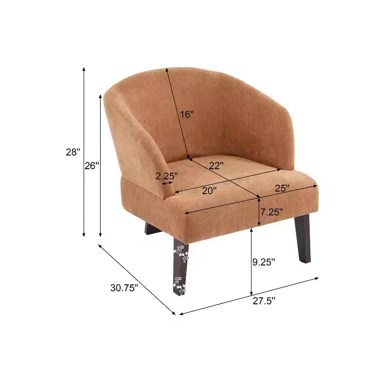 Modern Accent Chair with Round Back and Wooden Legs, Mid-Century Design, for Various Spaces