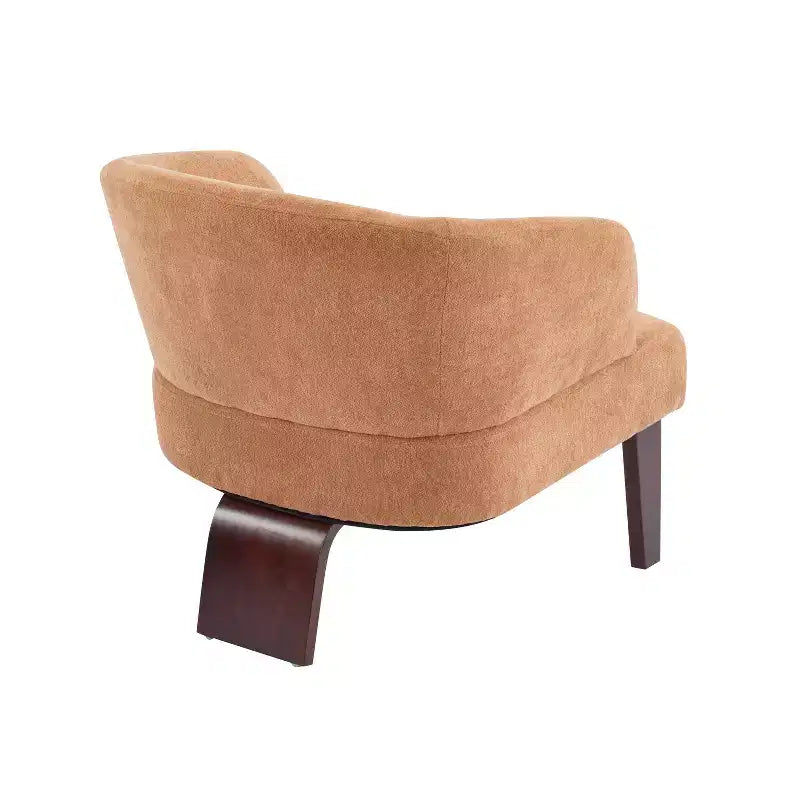 Modern Accent Chair with Round Back and Wooden Legs, Mid-Century Design, for Various Spaces