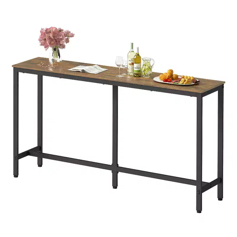 BestMassage Bar Height Pub Table 71IN Modern Industrial Design with Multi-Scene Versatility, Brown