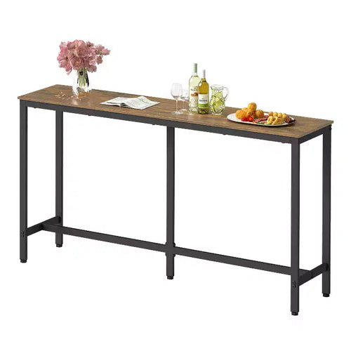 BestMassage Bar Height Pub Table 71IN Modern Industrial Design with Multi-Scene Versatility, Brown