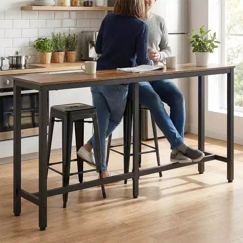 BestMassage Bar Height Pub Table 71IN Modern Industrial Design with Multi-Scene Versatility, Brown