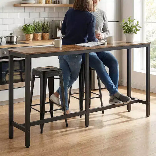 BestMassage Bar Height Pub Table 71IN Modern Industrial Design with Multi-Scene Versatility, Brown