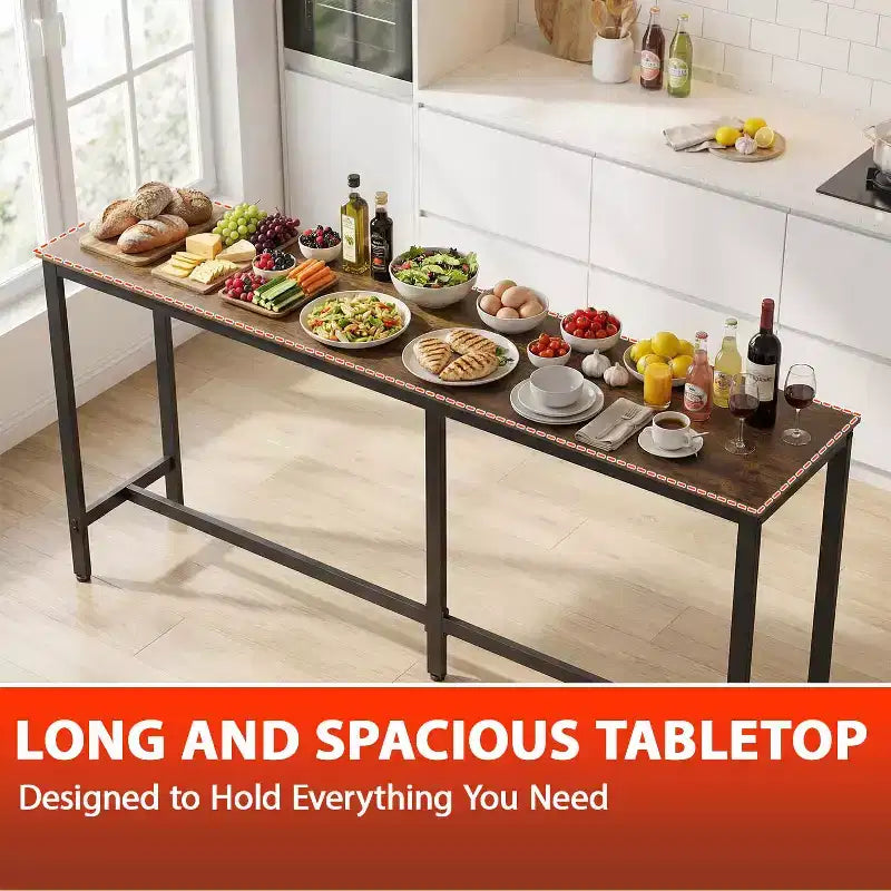 BestMassage Bar Height Pub Table 71IN Modern Industrial Design with Multi-Scene Versatility, Brown