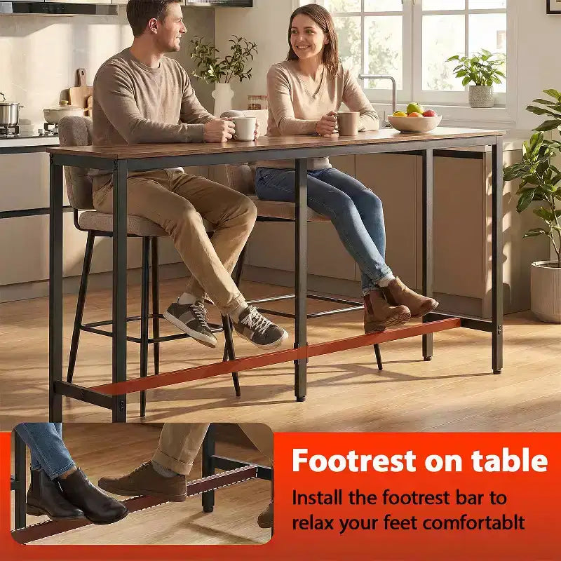 BestMassage Bar Height Pub Table 71IN Modern Industrial Design with Multi-Scene Versatility, Brown