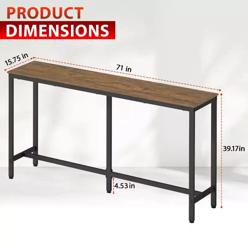 BestMassage Bar Height Pub Table 71IN Modern Industrial Design with Multi-Scene Versatility, Brown