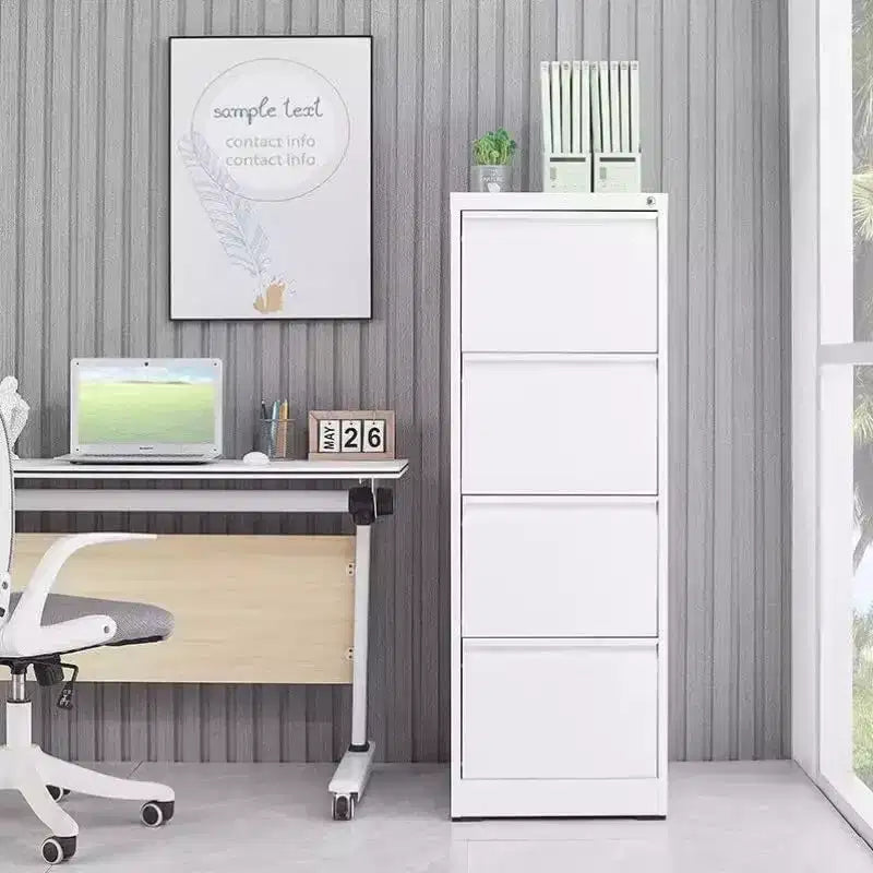 4 Drawer Vertical File Cabinet with Lock, Black Metal Filing Cabinet with Drawers for Home Office, Lockable Storage Cabinet
