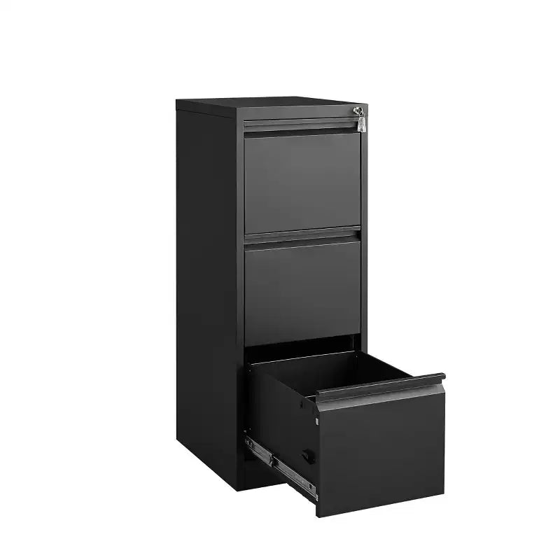 4 Drawer Vertical File Cabinet with Lock, Black Metal Filing Cabinet with Drawers for Home Office, Lockable Storage Cabinet