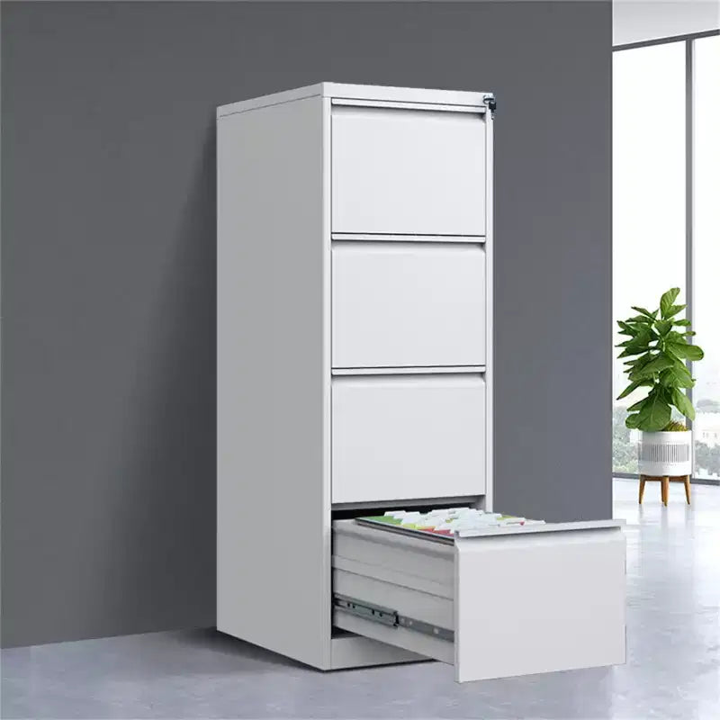 4 Drawer Vertical File Cabinet with Lock, Black Metal Filing Cabinet with Drawers for Home Office, Lockable Storage Cabinet
