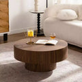 30.51 inch Round Walnut Coffee Table with Vintage Charm for Living Room or Office