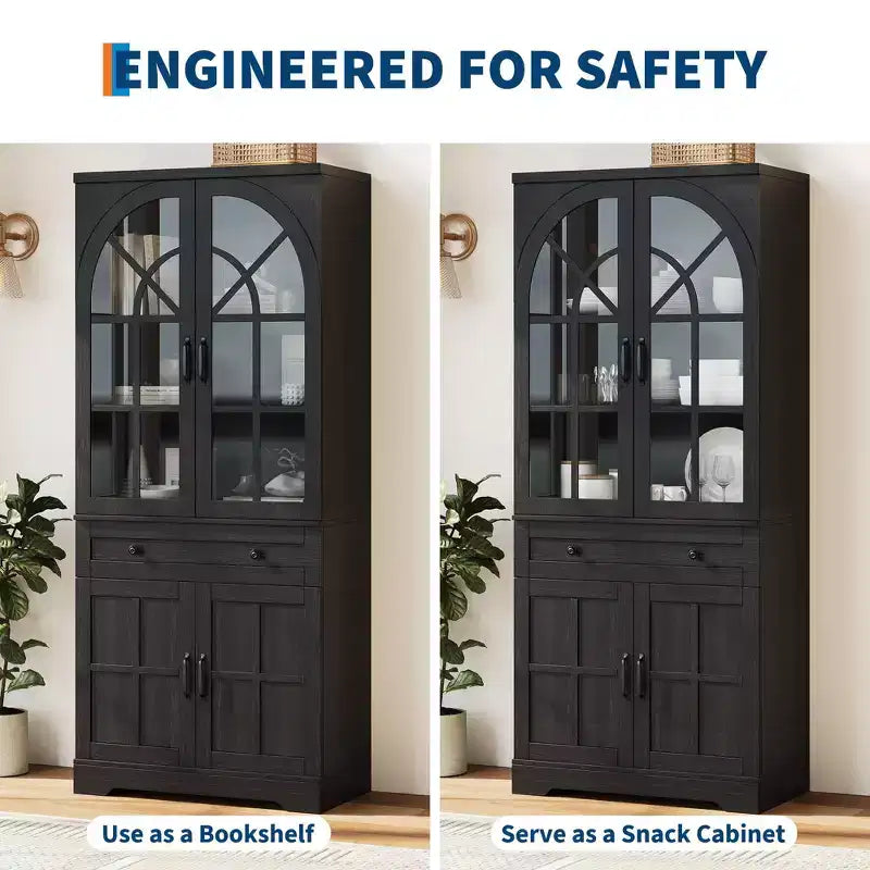COZONY Farmhouse Pantry Cabinet with Glass Doors, 71.9 Tall Freestanding Kitchen Storage Cabinet for Dining Living Room