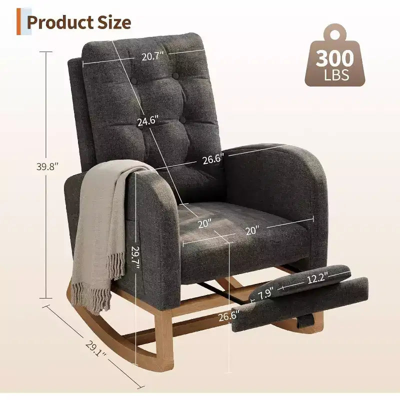 Modern Boucle Rocker Recliner with Side Pocket, Comfortable Glider for Nursery & Living Room, White