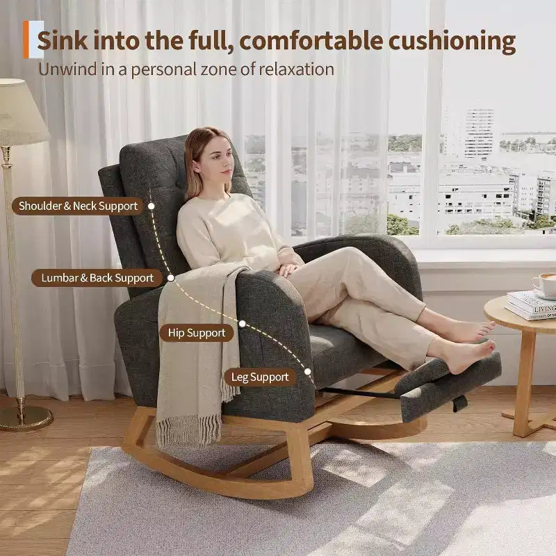 Modern Boucle Rocker Recliner with Side Pocket, Comfortable Glider for Nursery & Living Room, White