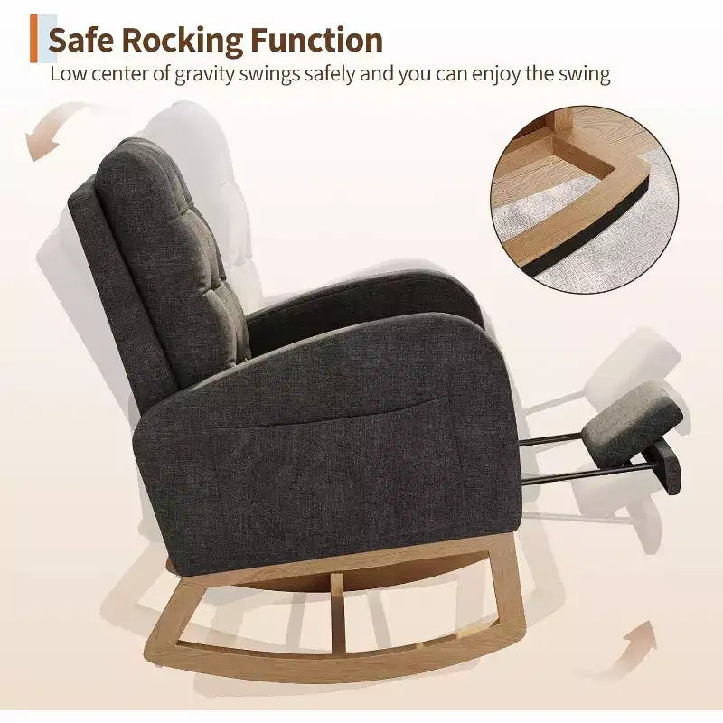 Modern Boucle Rocker Recliner with Side Pocket, Comfortable Glider for Nursery & Living Room, White