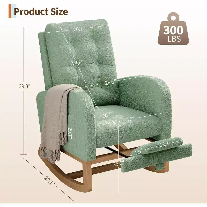 Modern Boucle Rocker Recliner with Side Pocket, Comfortable Glider for Nursery & Living Room, White