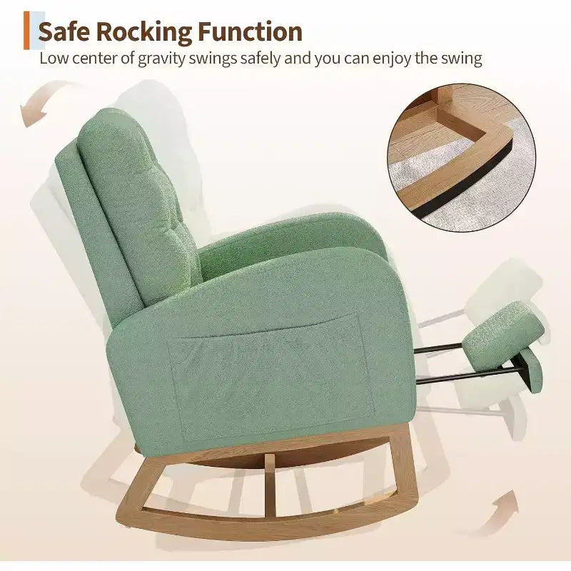 Modern Boucle Rocker Recliner with Side Pocket, Comfortable Glider for Nursery & Living Room, White