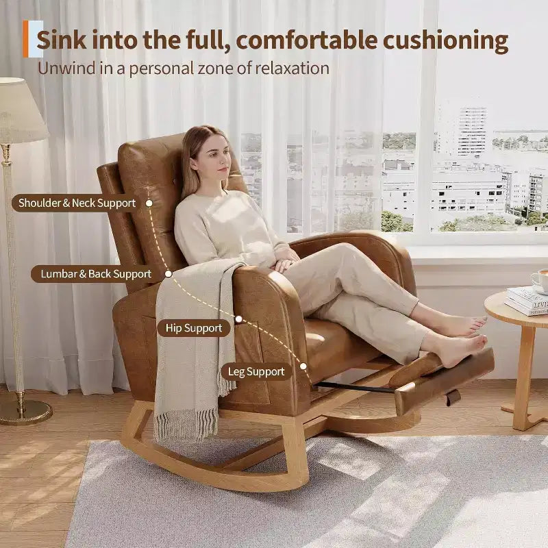 Modern Boucle Rocker Recliner with Side Pocket, Comfortable Glider for Nursery & Living Room, White