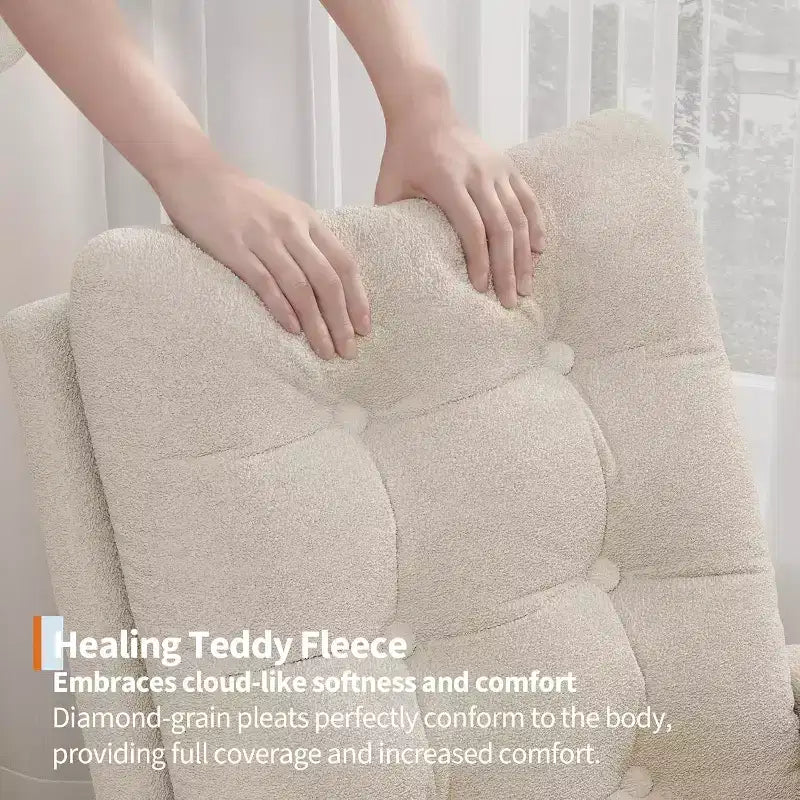 Modern Boucle Rocker Recliner with Side Pocket, Comfortable Glider for Nursery & Living Room, White