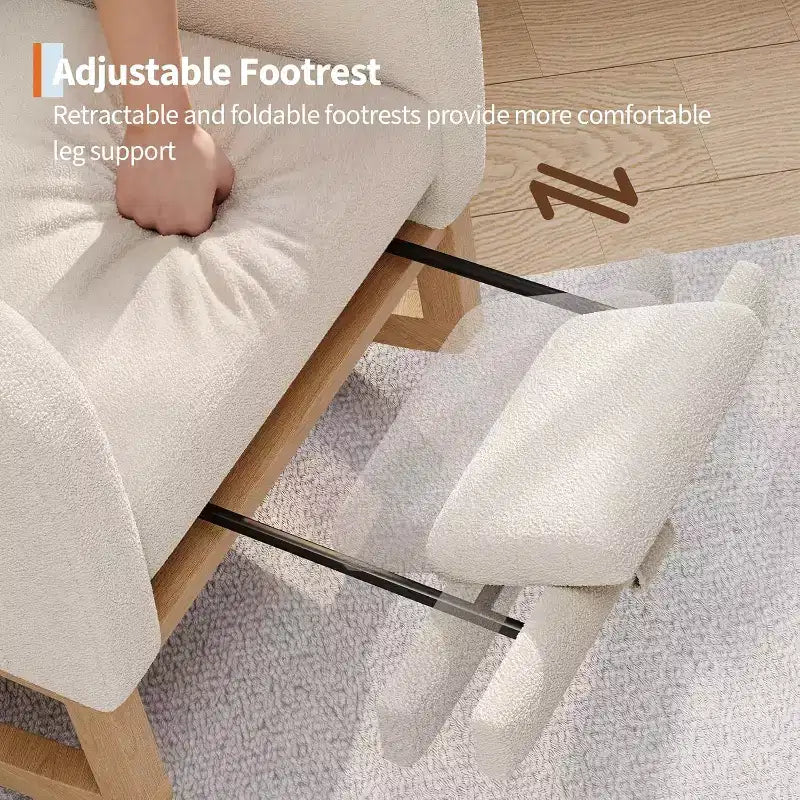 Modern Boucle Rocker Recliner with Side Pocket, Comfortable Glider for Nursery & Living Room, White