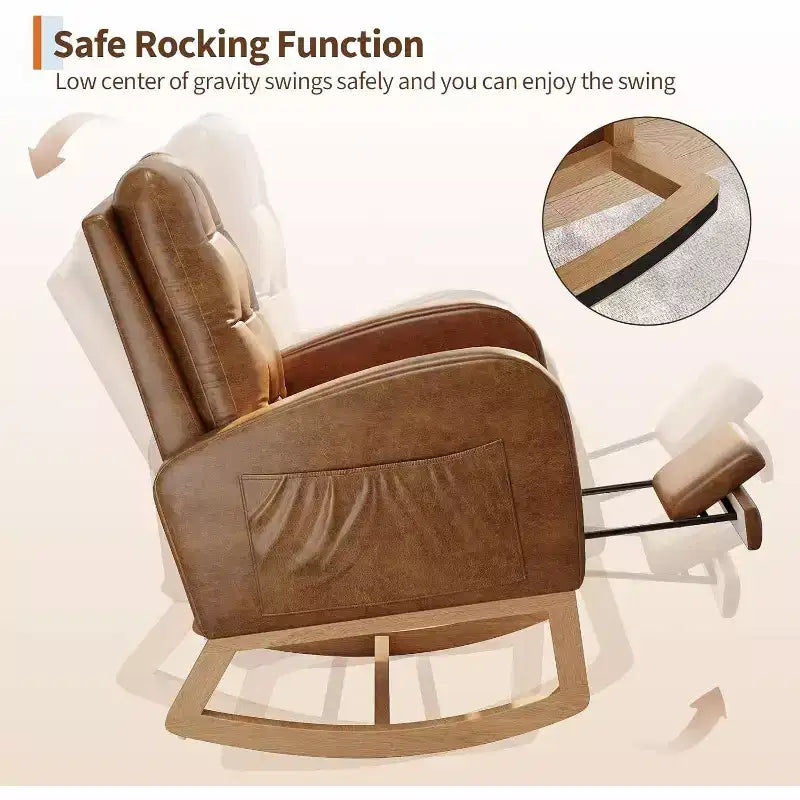 Modern Boucle Rocker Recliner with Side Pocket, Comfortable Glider for Nursery & Living Room, White