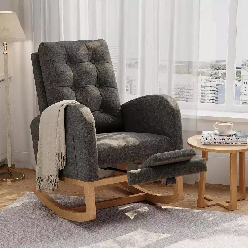 Modern Boucle Rocker Recliner with Side Pocket, Comfortable Glider for Nursery & Living Room, White