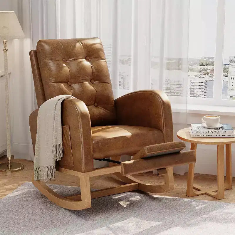 Modern Boucle Rocker Recliner with Side Pocket, Comfortable Glider for Nursery & Living Room, White