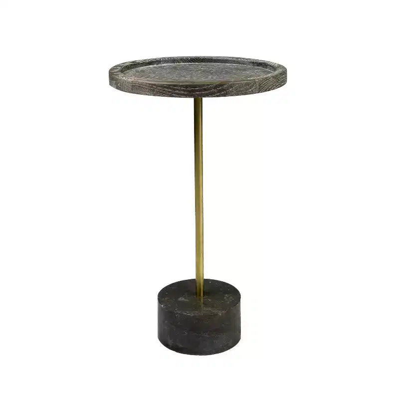 HomeRoots 20 Black And Brown Solid Wood And Marble Round End Table