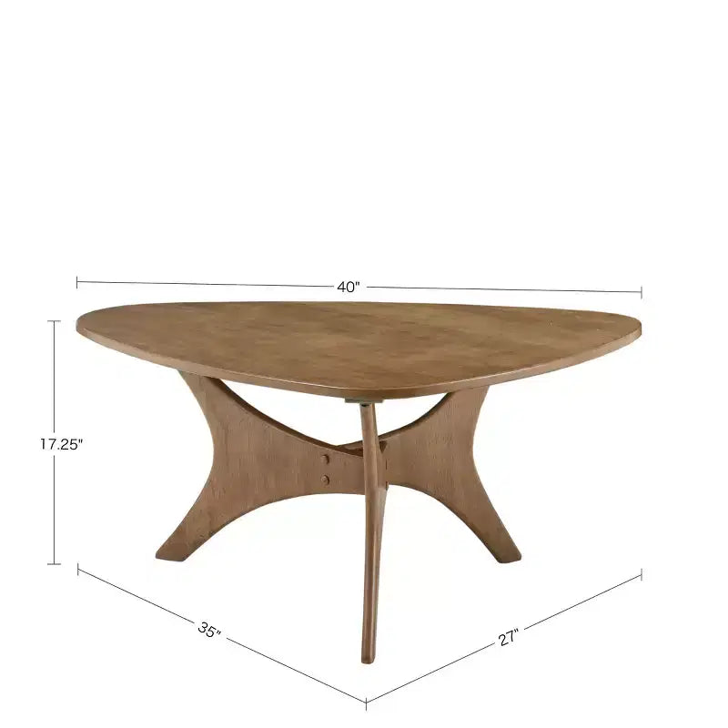 GDFStudio Arden Triangle Wood Coffee Table with Cross Base