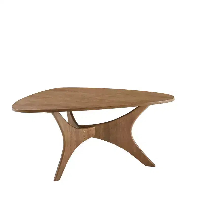 GDFStudio Arden Triangle Wood Coffee Table with Cross Base