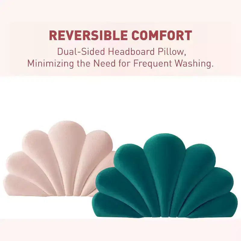 ACOINEL Scalloped Seashell Headboard Cushion Queen, Upholstered Velvet Back Pillow for Bed Daybed, Coastal Bedroom Wall Decor