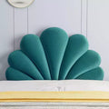 ACOINEL Scalloped Seashell Headboard Cushion Queen, Upholstered Velvet Back Pillow for Bed Daybed, Coastal Bedroom Wall Decor