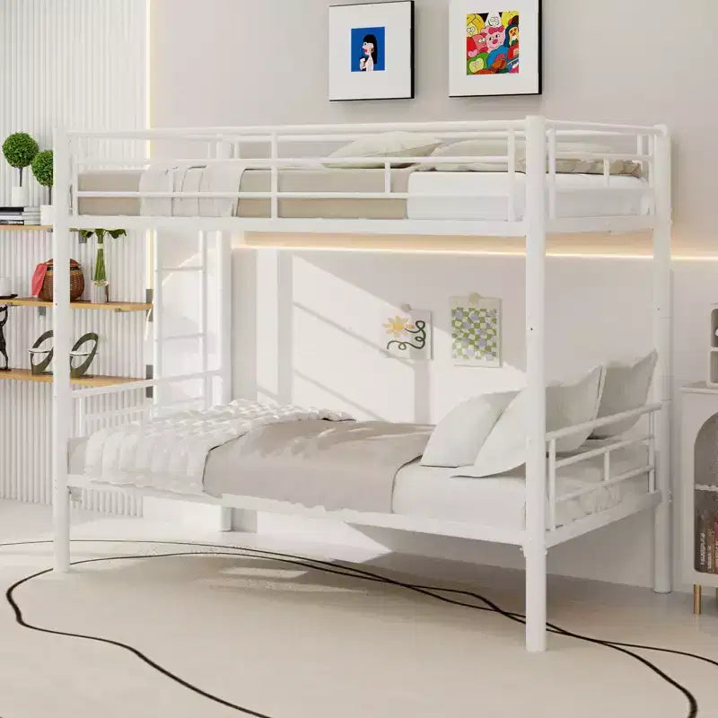 GDFStudio Iqbal Modern Metal Bunk Bed for Kids with Ladder and Guardrail