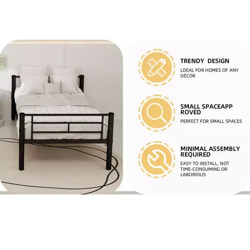 GDFStudio Iqbal Modern Metal Bunk Bed for Kids with Ladder and Guardrail