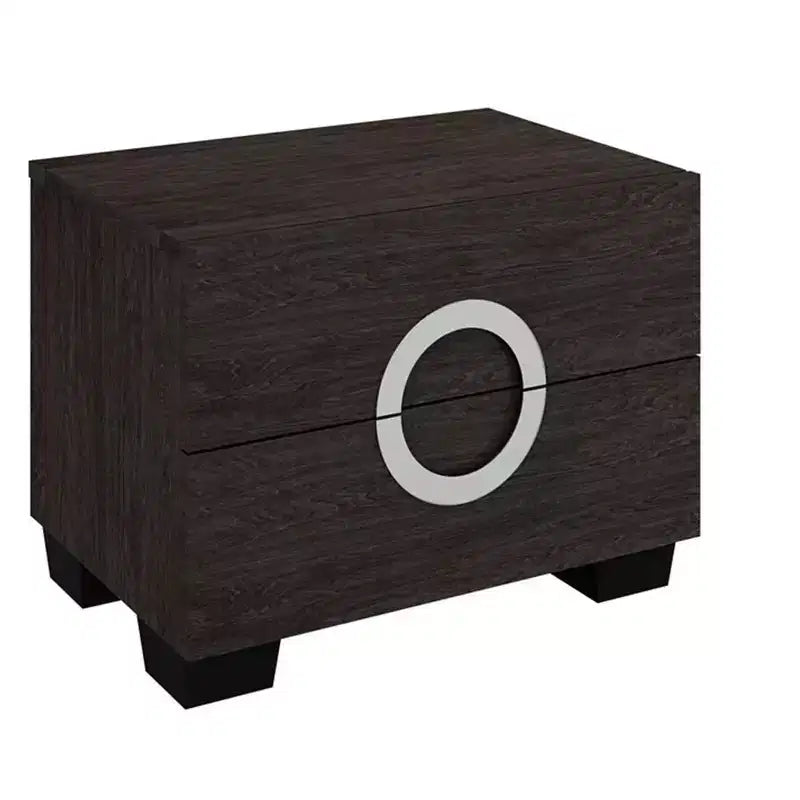 HomeRoots 18 Dark Brown Two Drawers Manufactured Wood Mirrored Nightstand