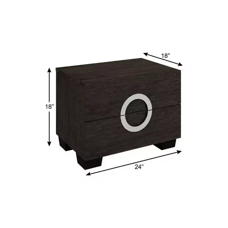 HomeRoots 18 Dark Brown Two Drawers Manufactured Wood Mirrored Nightstand