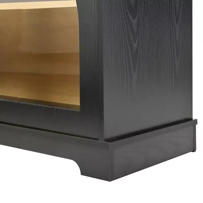 GDFStudio Vincent Farmhouse TV Stand with Semi-Arched Glass Doors