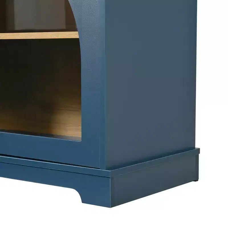 GDFStudio Vincent Farmhouse TV Stand with Semi-Arched Glass Doors