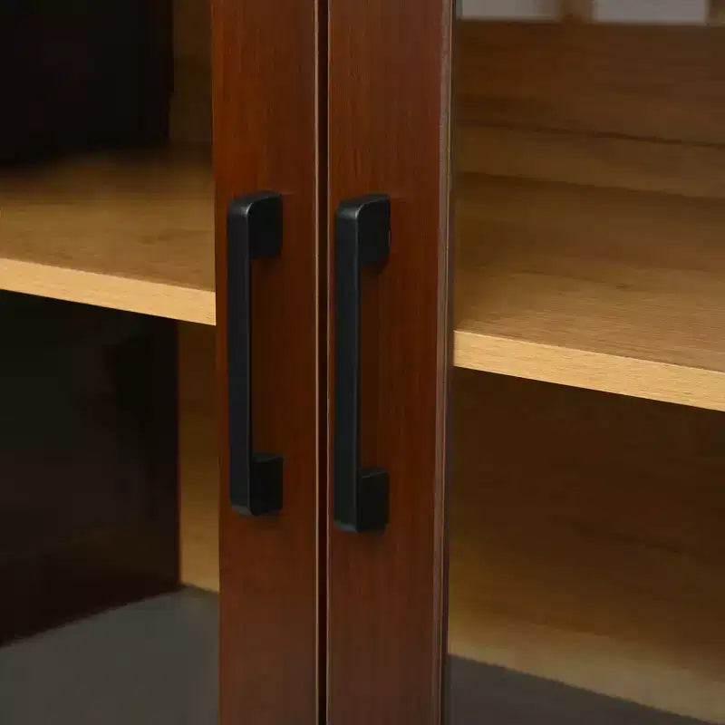 GDFStudio Vincent Farmhouse TV Stand with Semi-Arched Glass Doors