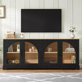 GDFStudio Vincent Farmhouse TV Stand with Semi-Arched Glass Doors