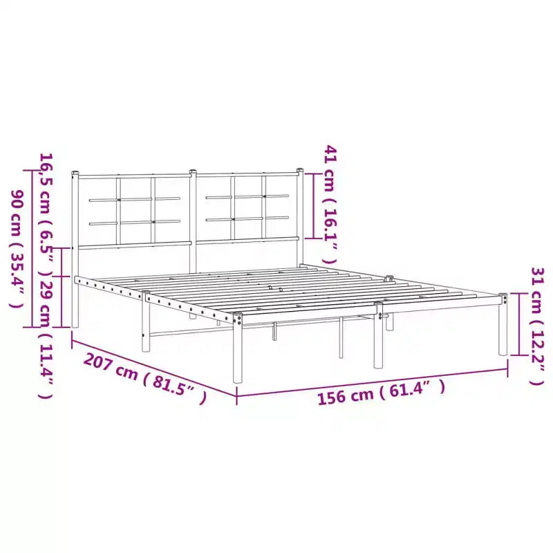 vidaXL Bed Frame Powder-coated steel Double Bed Frame