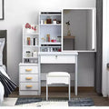 Vanity Desk with LED Mirror & Lights, Makeup Table with 4 Drawers, White