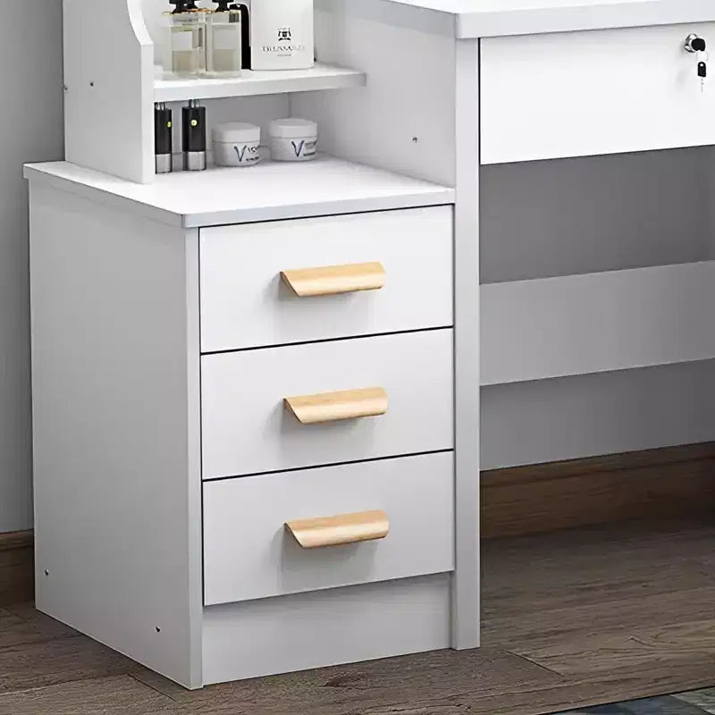 Vanity Desk with LED Mirror & Lights, Makeup Table with 4 Drawers, White