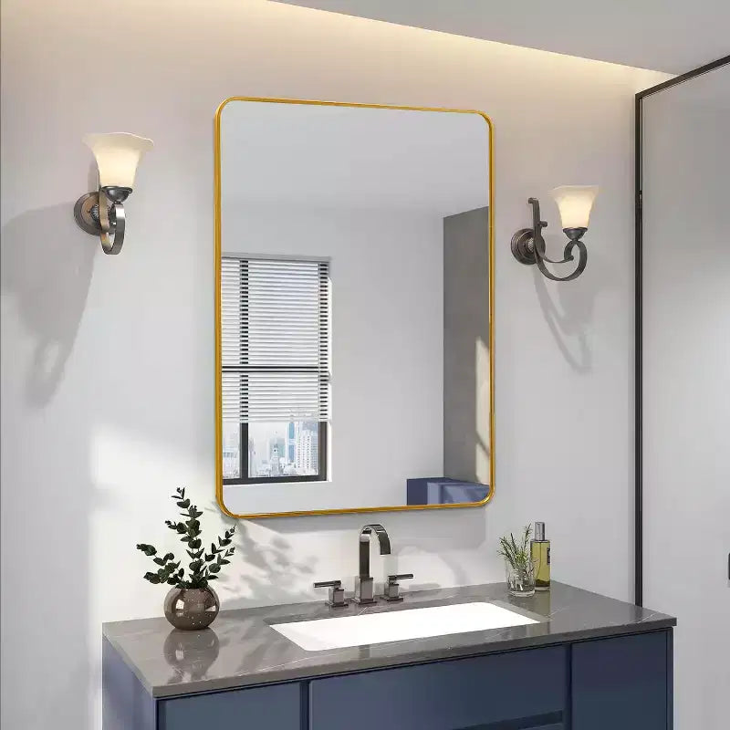 Metal Framed Rectangular Bathrrom Mirror for Wall