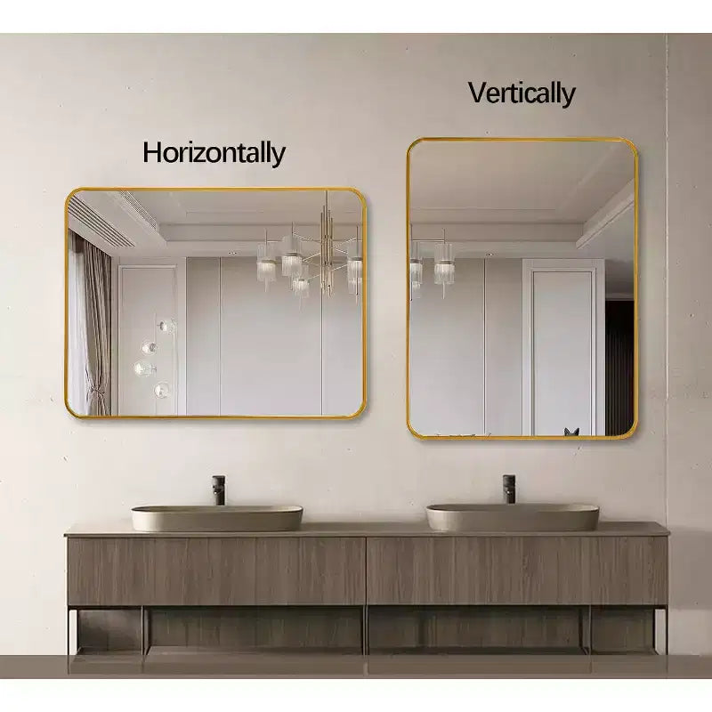 Metal Framed Rectangular Bathrrom Mirror for Wall