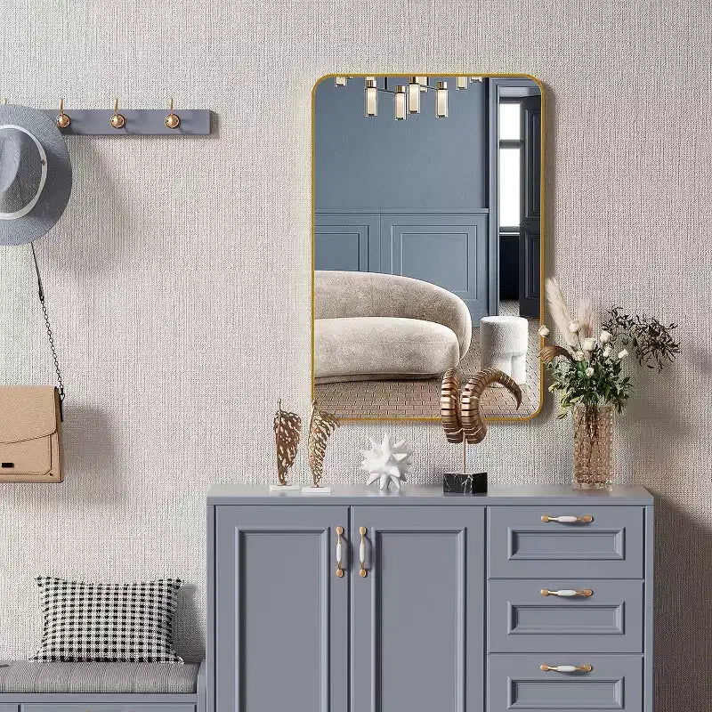 Metal Framed Rectangular Bathrrom Mirror for Wall