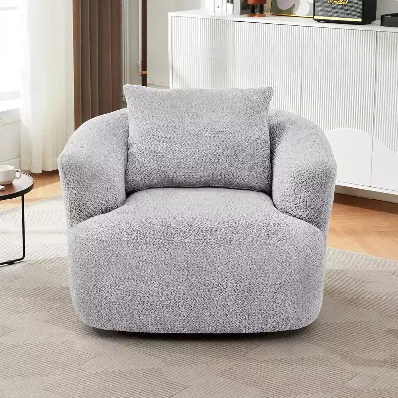 GDFStudio Frank 360Swivel Upholstered Accent Chair with Throw Pillow